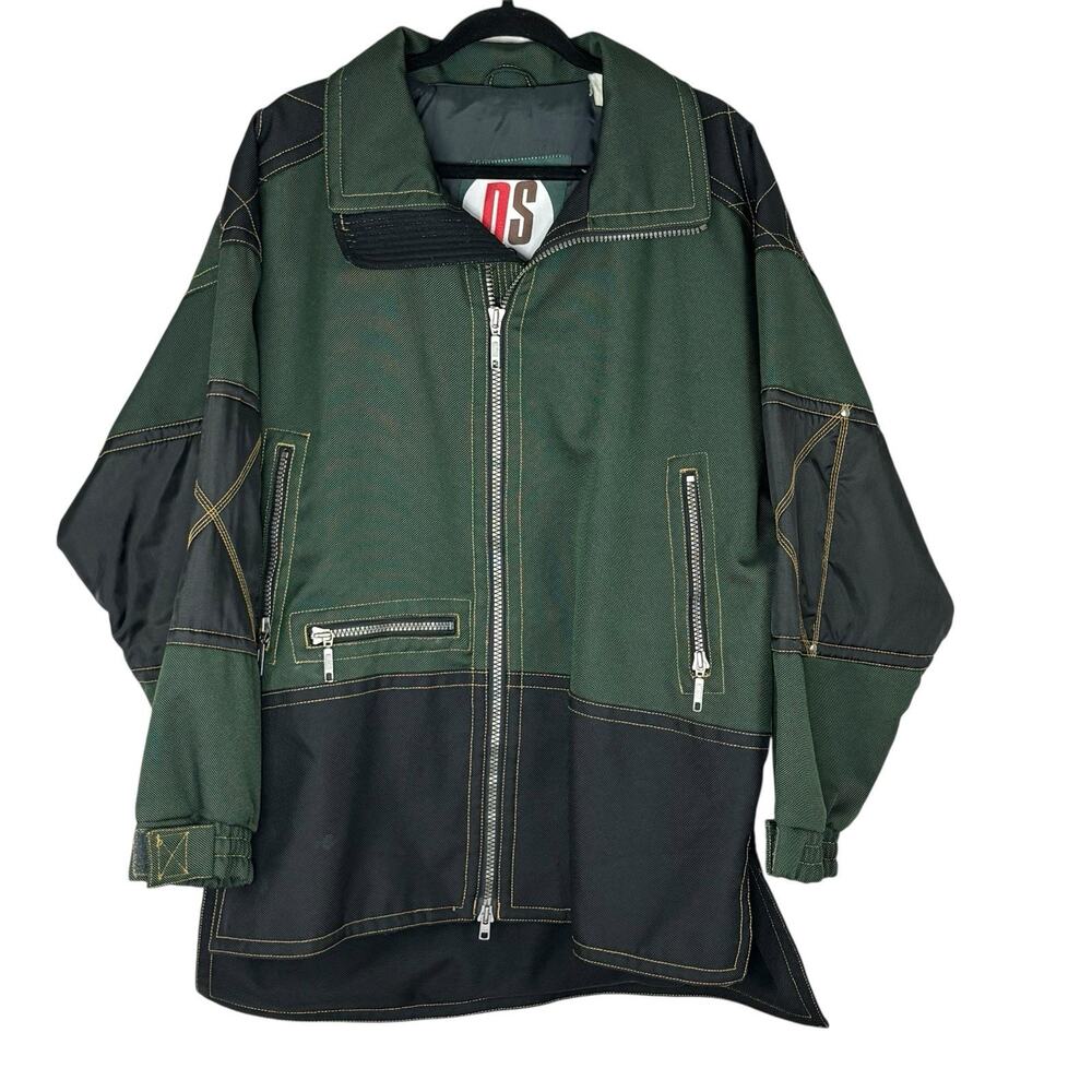 VTG Y2K 90s DS Snowboarding Jacket Ski Dark Oversized Baggy Green Black Size M